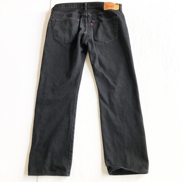 LEVI'S 501 Black Original Mid Rise Regular Fit Straight Leg Jeans Mens 36x30 - Picture 5 of 12